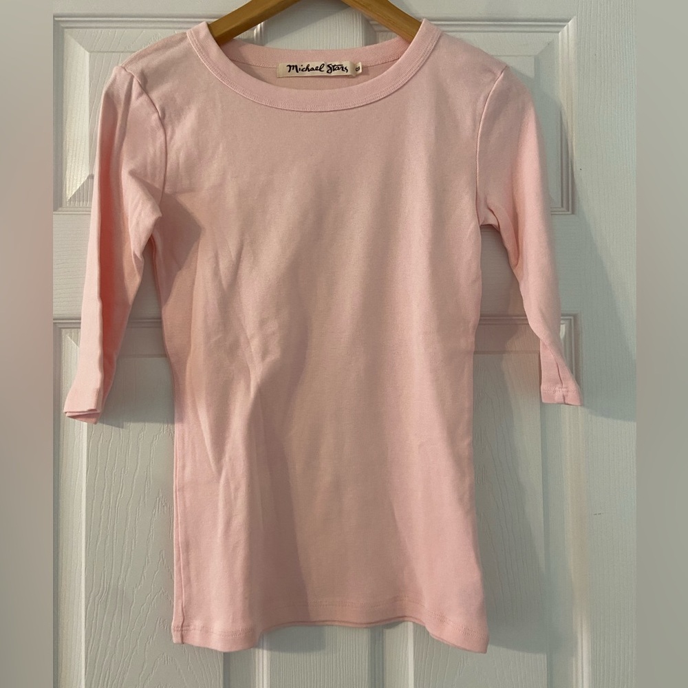 Michael Stars 3/4 Length Pink Shirt